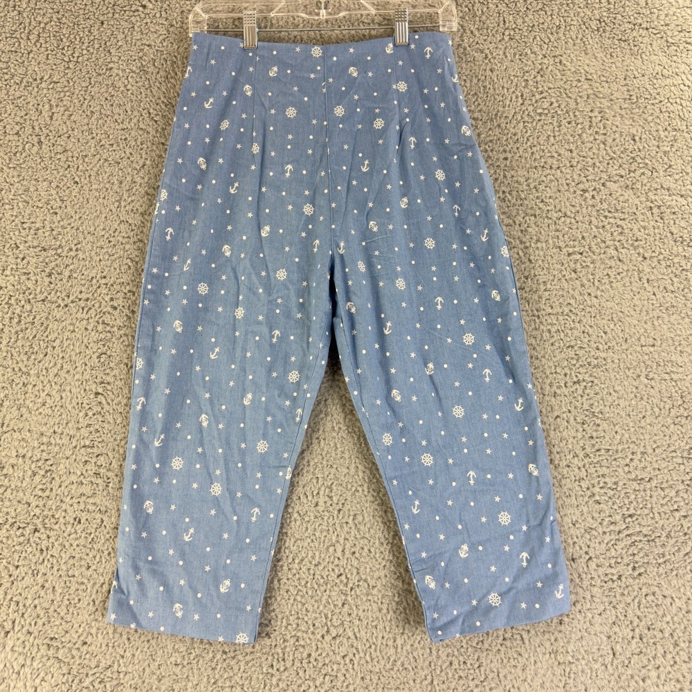 Banned Dancing Days Womens Small Blue Nautical Cropped High‎ Rise Capri Pants